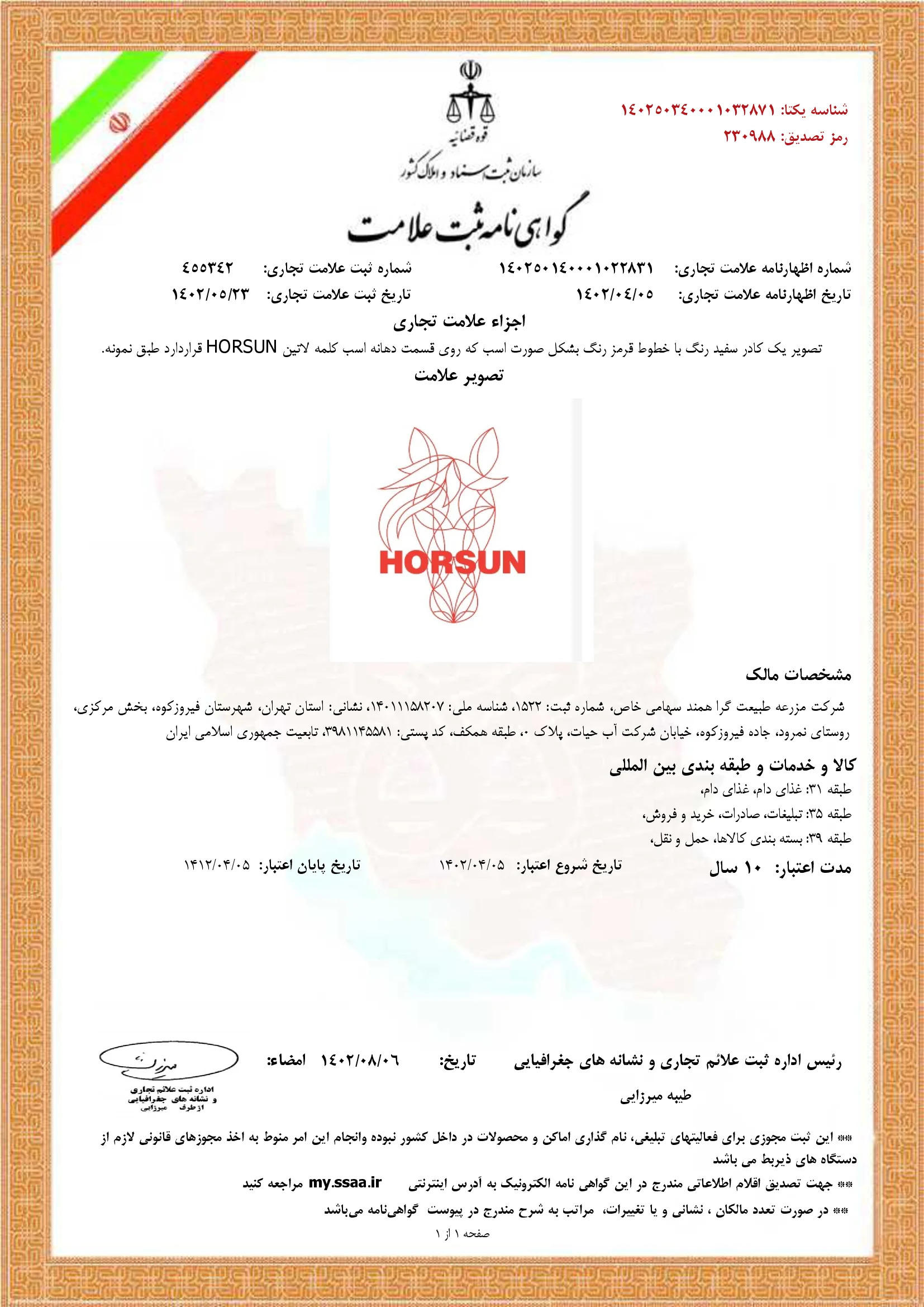 01_ گواهی_نامه برند هورسان